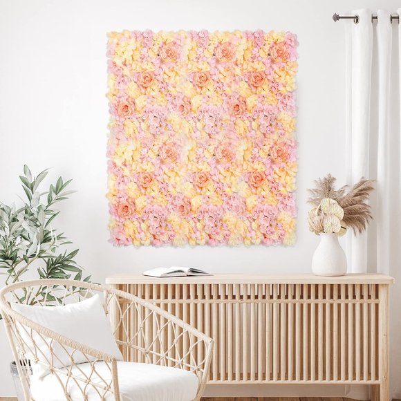 2 Packs Silk Flower Wall Panels Wedding Home Decor Backdrop 16"x24" - Picture 2 of 8